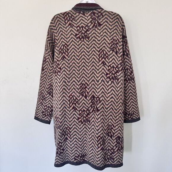 A. IDA Italian Designer Wool Sweater Womens S Indie Nordic Boho Longline Chevron - Picture 4 of 8